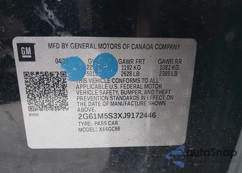 2018 Cadillac Xts Luxury z USA, uszkodzony, nr VIN 2G61M5S3XJ9172446